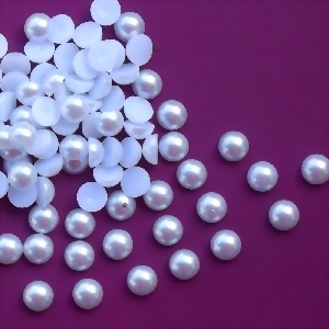 Perlen, Halbperlen, Cabochons perlmutt wei, HP-001